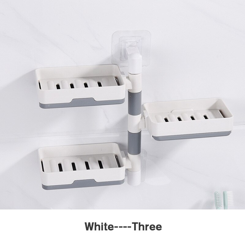 Zeepbakje Voor Badkamer Douche Zeephouder Wall Mounted Keuken Plank Organizer Producten Moderne Inrichting Zonder Boren: 3 Layer White