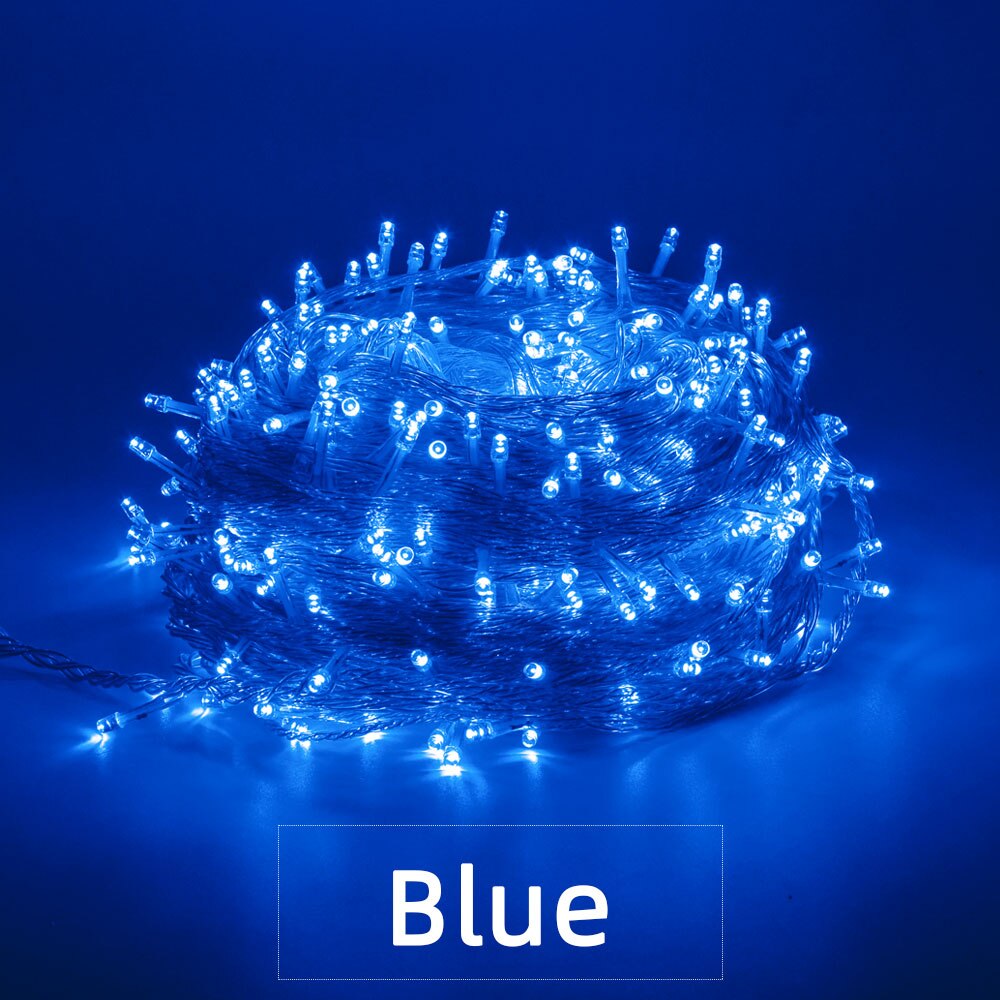 Christmas Lights 5M 10M 20M 30M 50M 100M Led String Fairy Light 8 Modes Christmas Lights For Wedding Party Lights: Blue / 30M 200Leds 220V EU