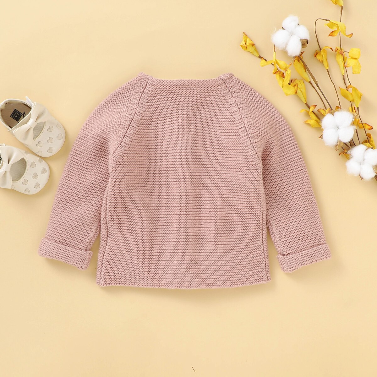 Ma &amp; bebê 0-18m outono inverno recém-nascidos do bebê meninas casacos de malha macia manga longa malha cardigan da criança roupas da menina