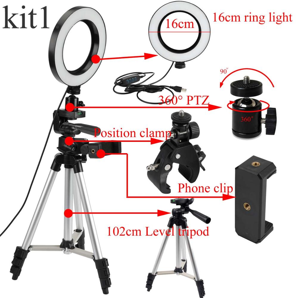 Anillo de luz LED Cámara fotografía anular lámpara estudio Ring Light para vlogg vídeo disparo retrato maquillaje con trípode teléfono Clip