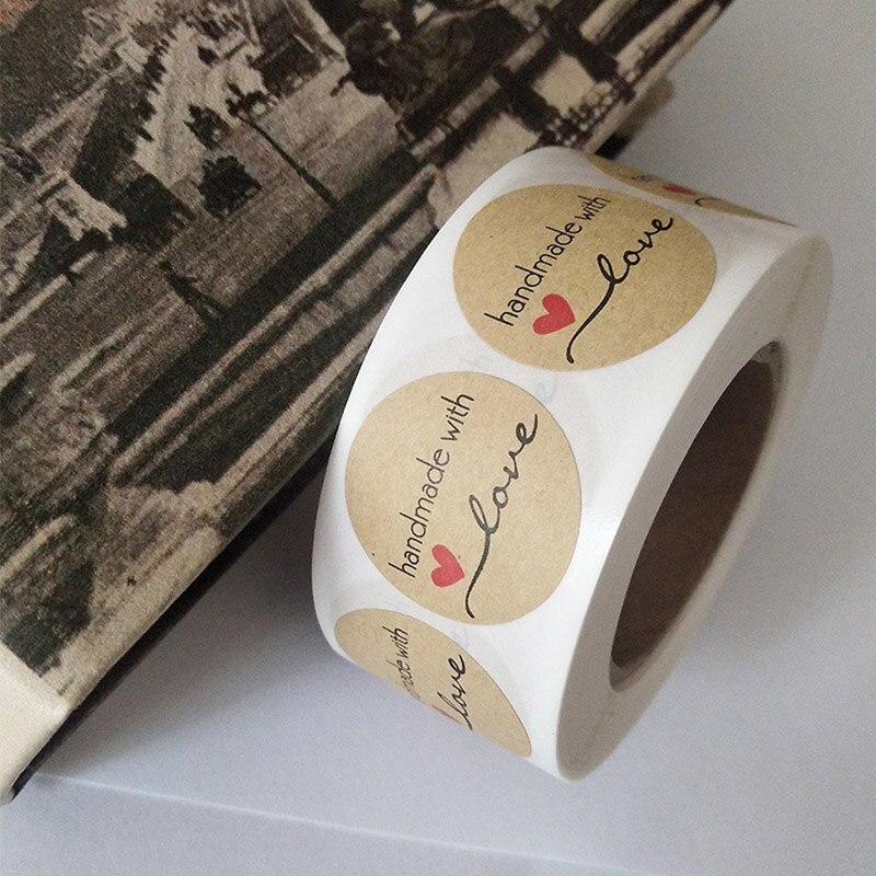 500Pcs/Roll Dia 1 Inch Ronde Craft Cookie Zakken Lijm Seal Sticker Envelop Label Dank U Met Liefde bakken Diy Label