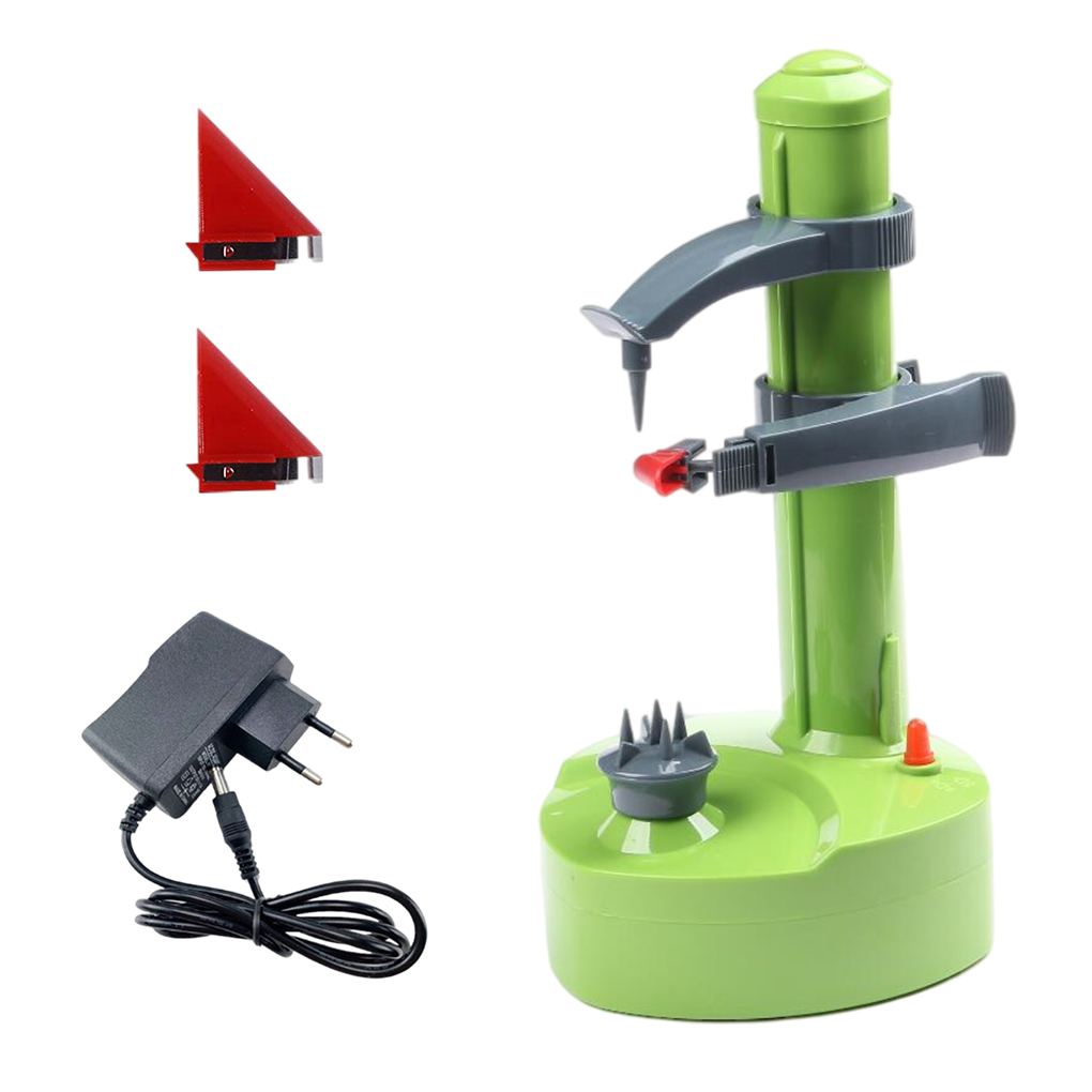EU Plug Electric Potato Peeler Adjustable Countertop Lemon Peeling Machine Gadgets Vegetable Zester Slicer White: Green
