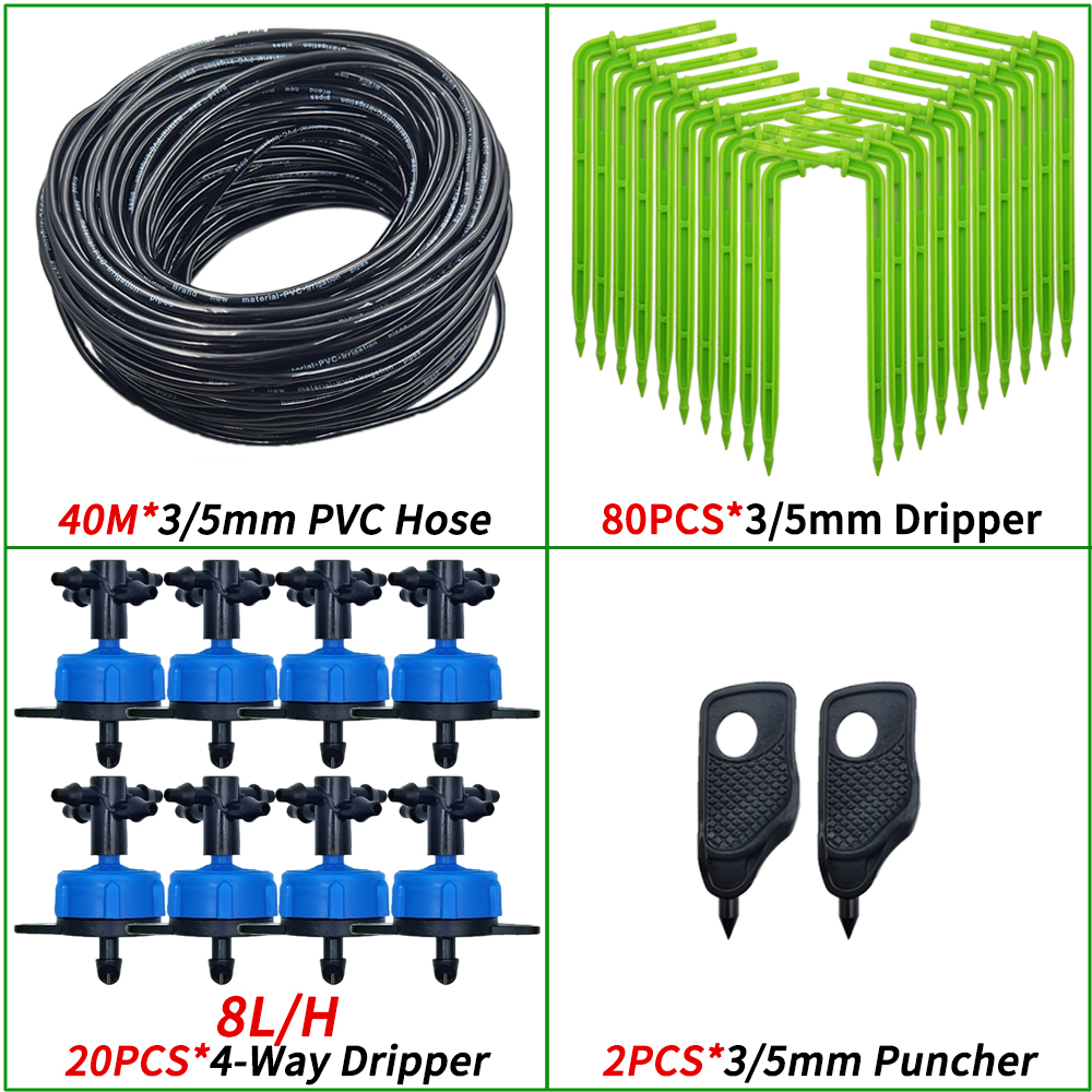 Oasis-sistemas de riego por microgoteo para jardín, kit de goteros de flecha de 3/5mm, para invernadero de bonsái en maceta, 10-100M, 4L, 8l/H: Borgoña