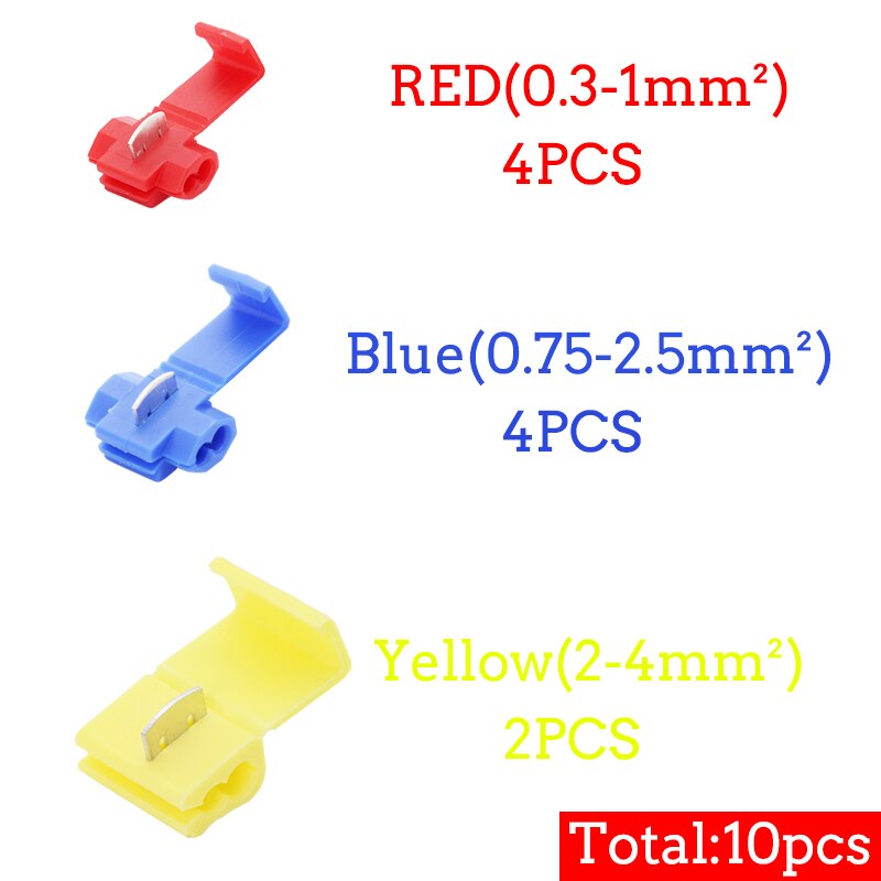 Scotch Lock Electric Wire Cable Connectors Quick Splice Terminals Crimp Non Destructive Without Breaking Line AWG 22-18: RY-10MIX / 10PCS