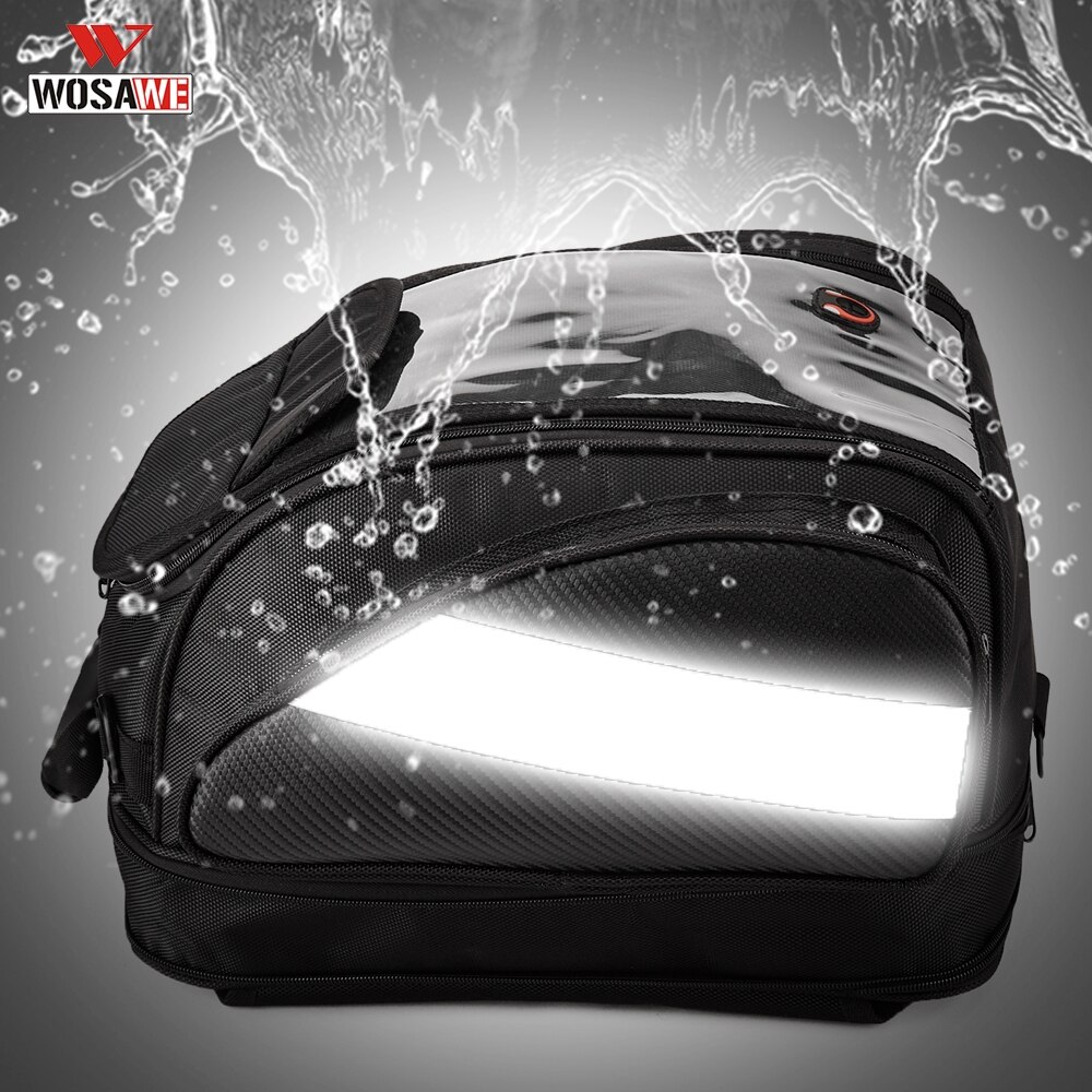 Wosawe Waterdichte Motorcycle Tank Tas Grote Scherm Tastbaar Hoge Capaciteit Reflecterende Multifunctionele Magnetische Tas Reisbagage