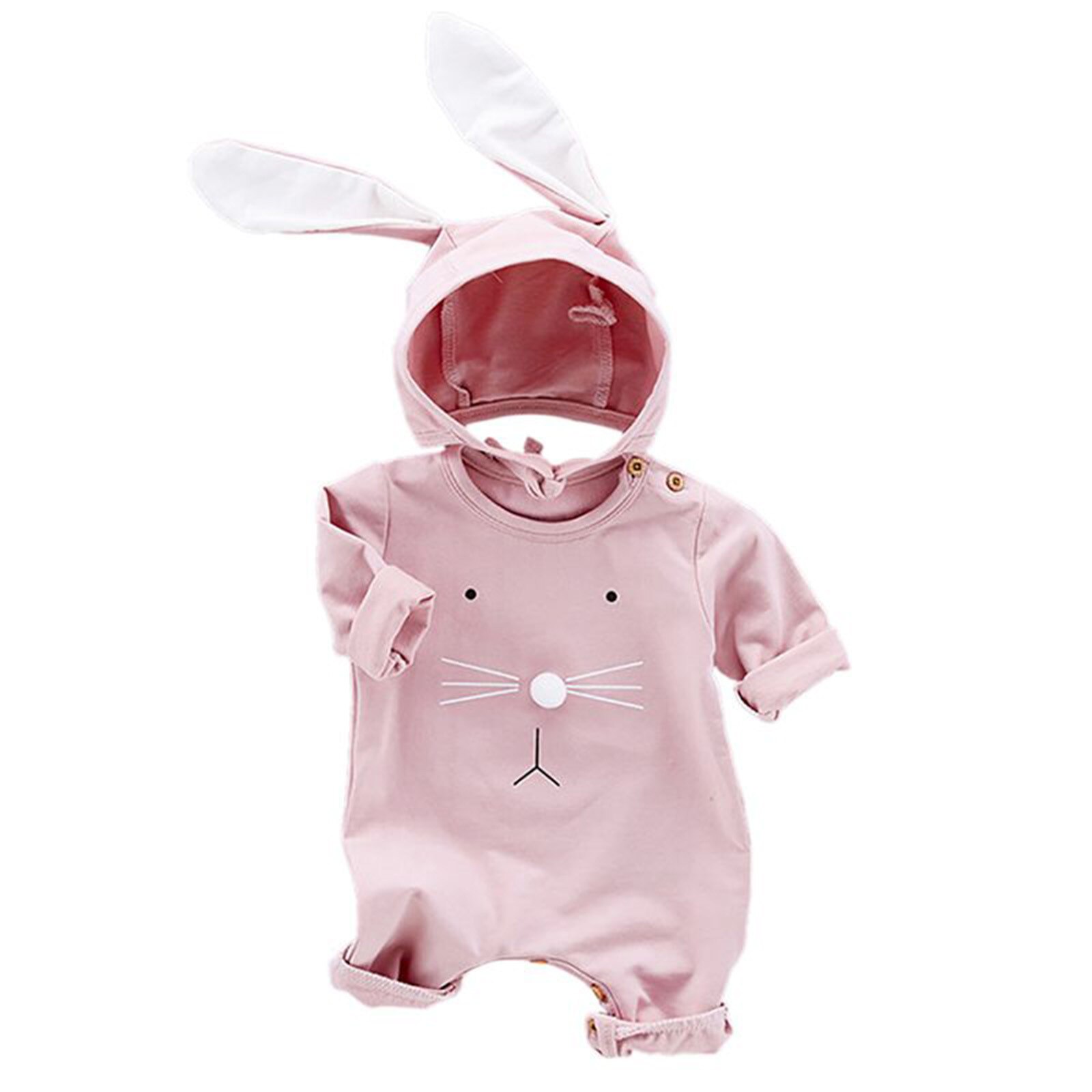 #5 3d Cartoon Konijn Oor Romper 6-24M Pasgeboren Baby Baby Meisjes Jongens Cartoon Konijn Oor Romper jumpsuit + Hoed Outfits: Pink  / 90