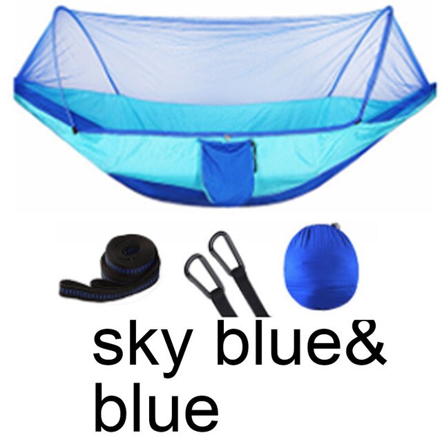 Bærbar hængekøje indendørs hjem soveværelse hængekøje doven stol rejse udendørs camping gynge stol tyk lærred seng hængekøjer: Himmelblå