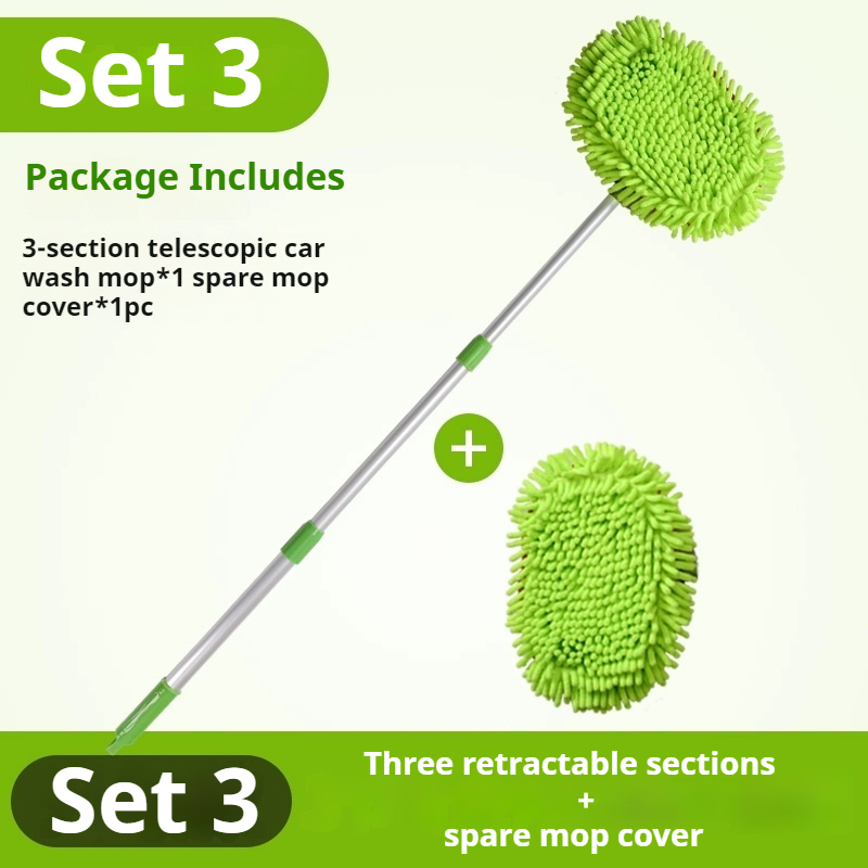 Car Washing Mop Cleaning Brush Telescopic Long Handle Cleaning Mop Chenille Broom Care Detailing Mop Brush Car Cleaning Tools: Blue