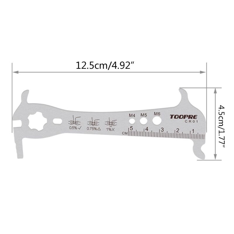 6 in 1 Mountain Bike Chain Length Checker Stainless Steel Bicycle Chain Gauge Wear Measure Indicator Repair Tool