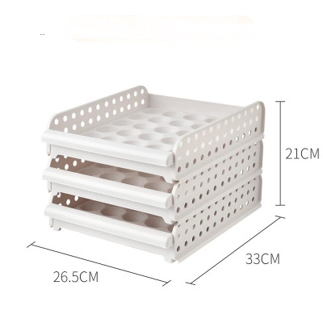 Stackable kitchen refrigerator egg box double drawer egg box egg rack transparent anti-collision plastic egg box: 3