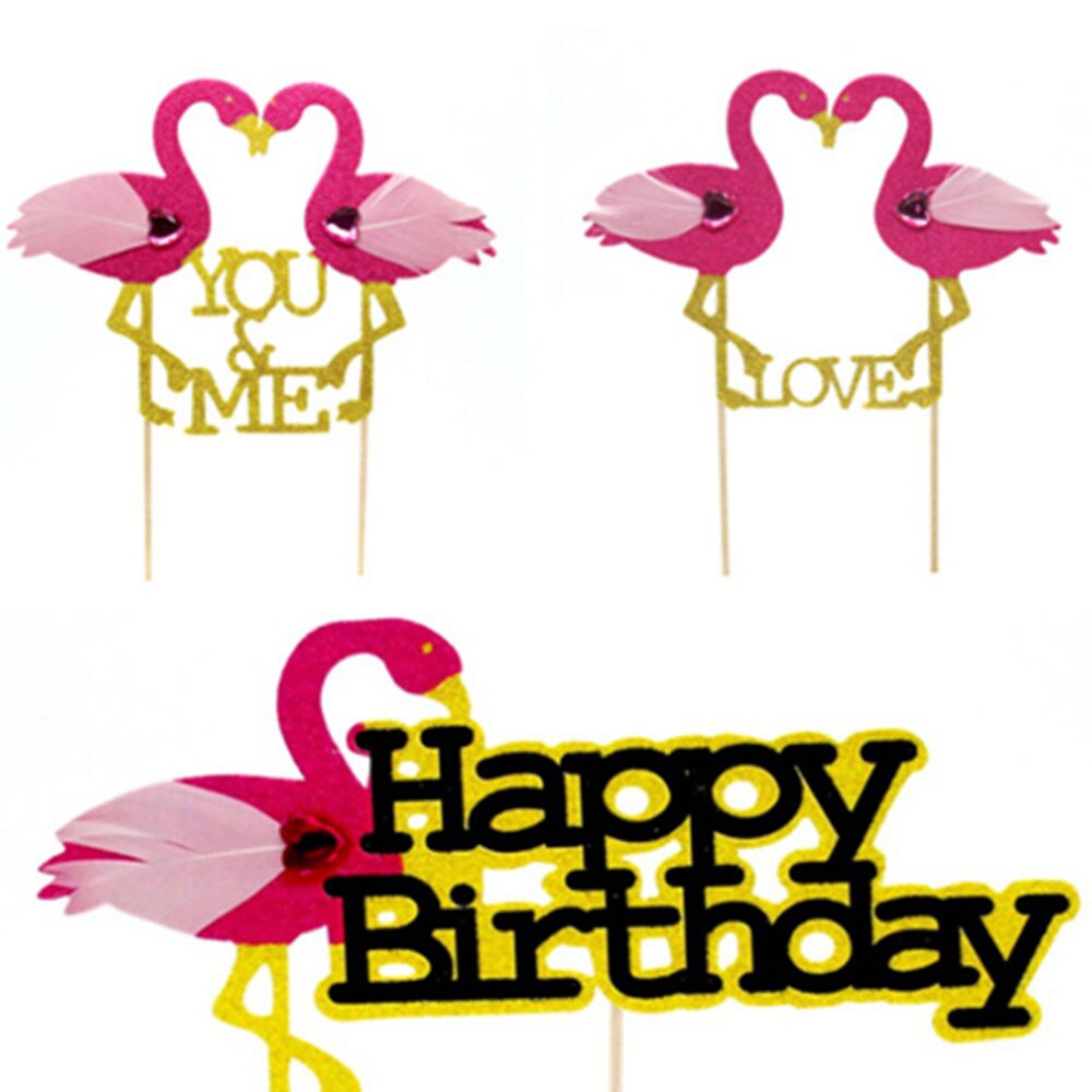 Flamingo Cupcake Toppers Cake Picks Flags Wedding Birthday Party Decoration