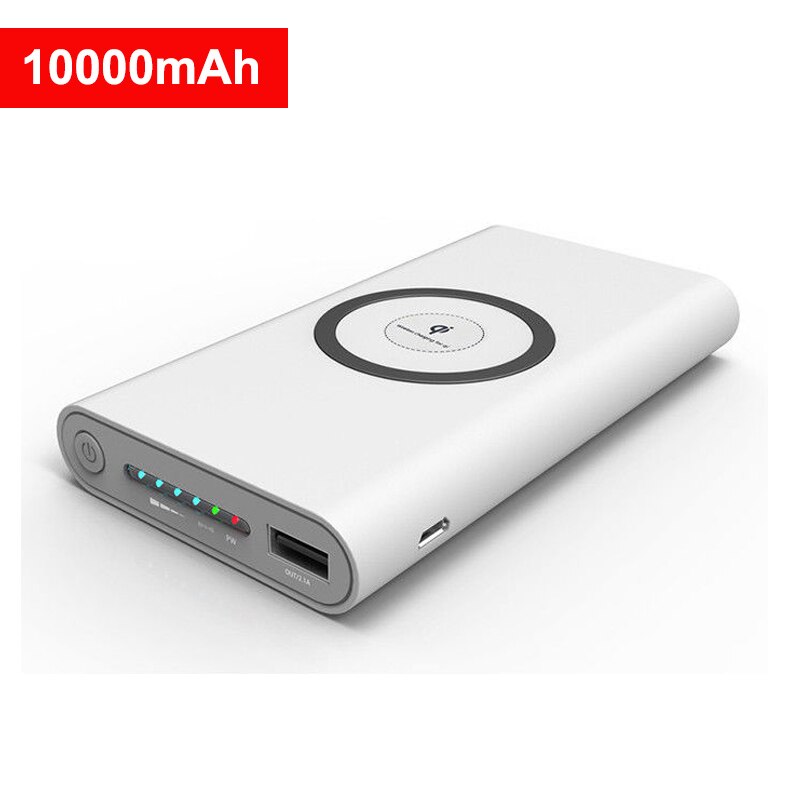 20000Mah Draadloze Power Bank Qi Draagbare Batterij Oplader Voor Iphone 12 11 Pro Samsung Xiaomi Power Bank Mobiele Telefoon powerbank: 10000mah White