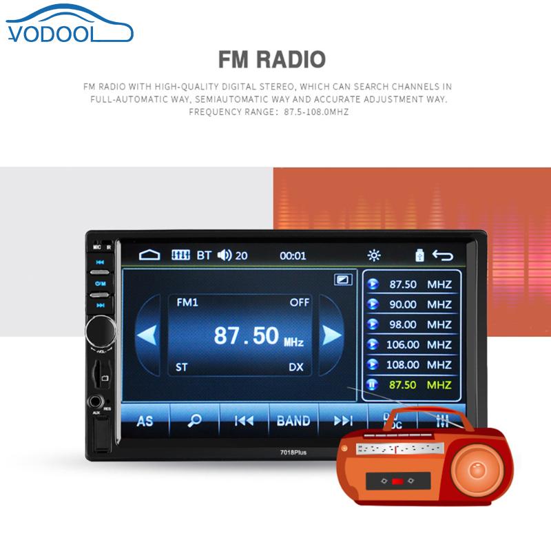 VODOOL 7in LCD Bluetooth High Definition Car Auto MP5 MP3 Player Touch Screen FM Radio With Remote control USB Charger