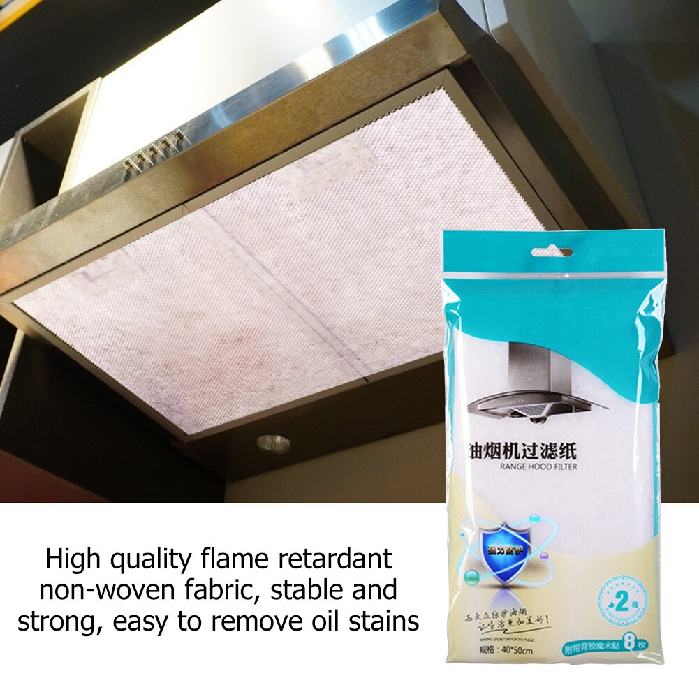 2Pcs Home Range Hood Anti-Oil Filter Stickers Fume Paper Kitchen Supplies Clean Cooking Nonwoven Range Hood Grease Filter Paper