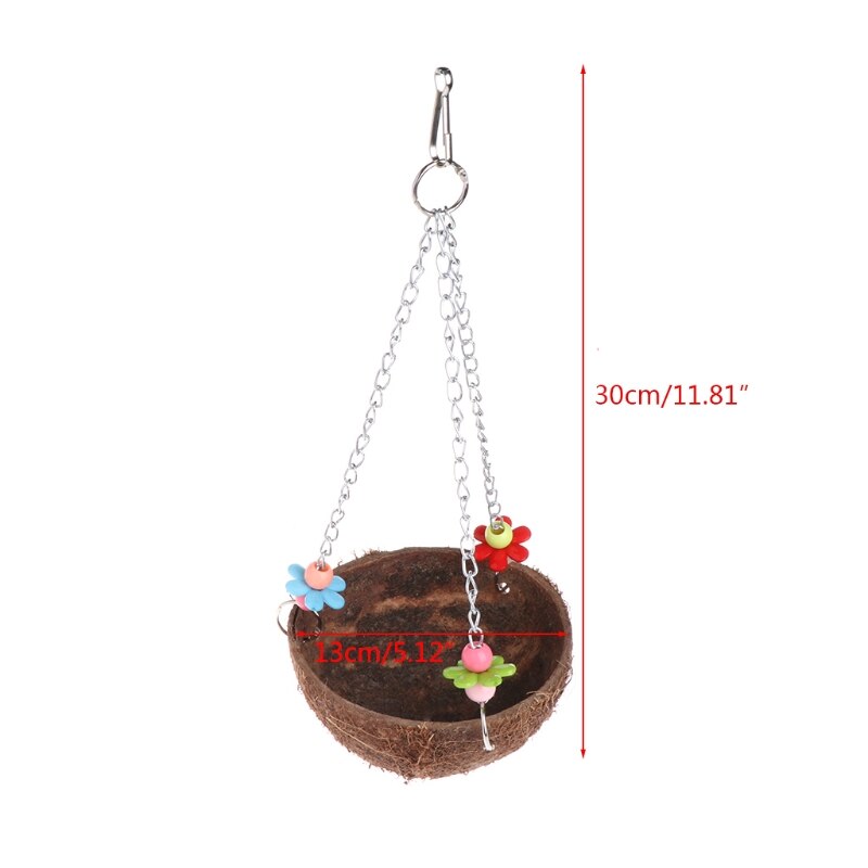 Naturalne łupina kokosa ptasie gniazdo klatka podajnik wiszące stojące zabawki dla zwierząt papuga Dropshipping