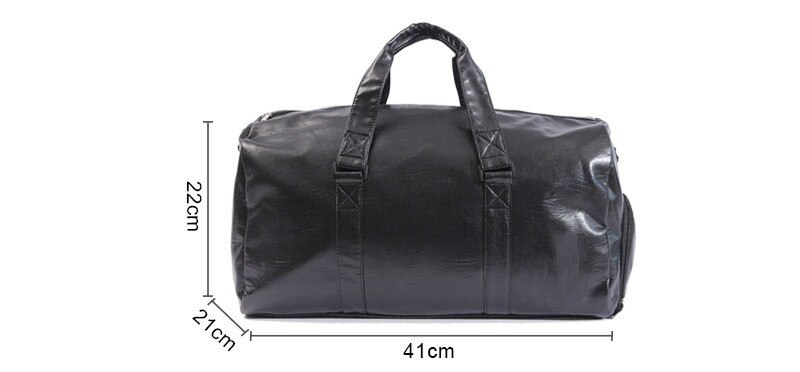 Men Travel Bag Large Duffle Independent Shoes Storage Big Fitness PU Leather Women Handbag Bags Luggage Shoulder Bag: Black small