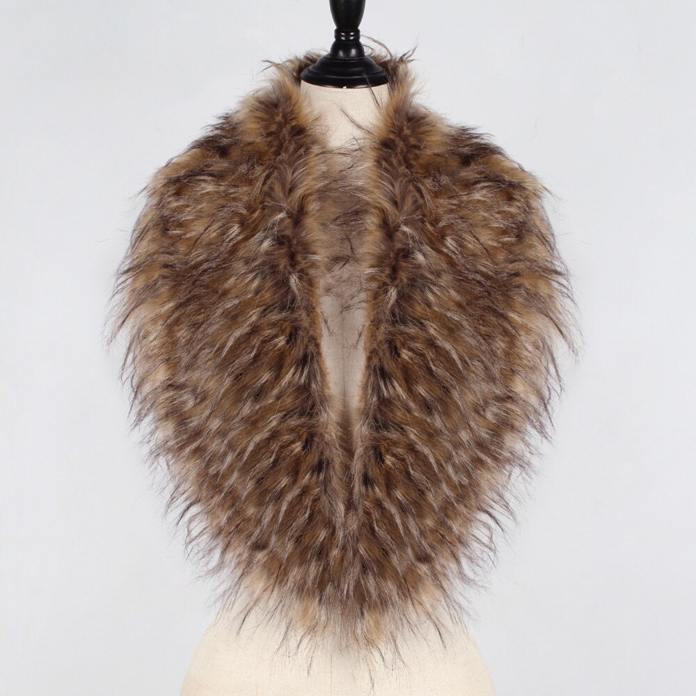 Inverno casaco de gola de pele do falso cachecol feminino quente peludo macio xale capa de pele decoração para casacos multi cor feminino cachecóis de pele #38: C