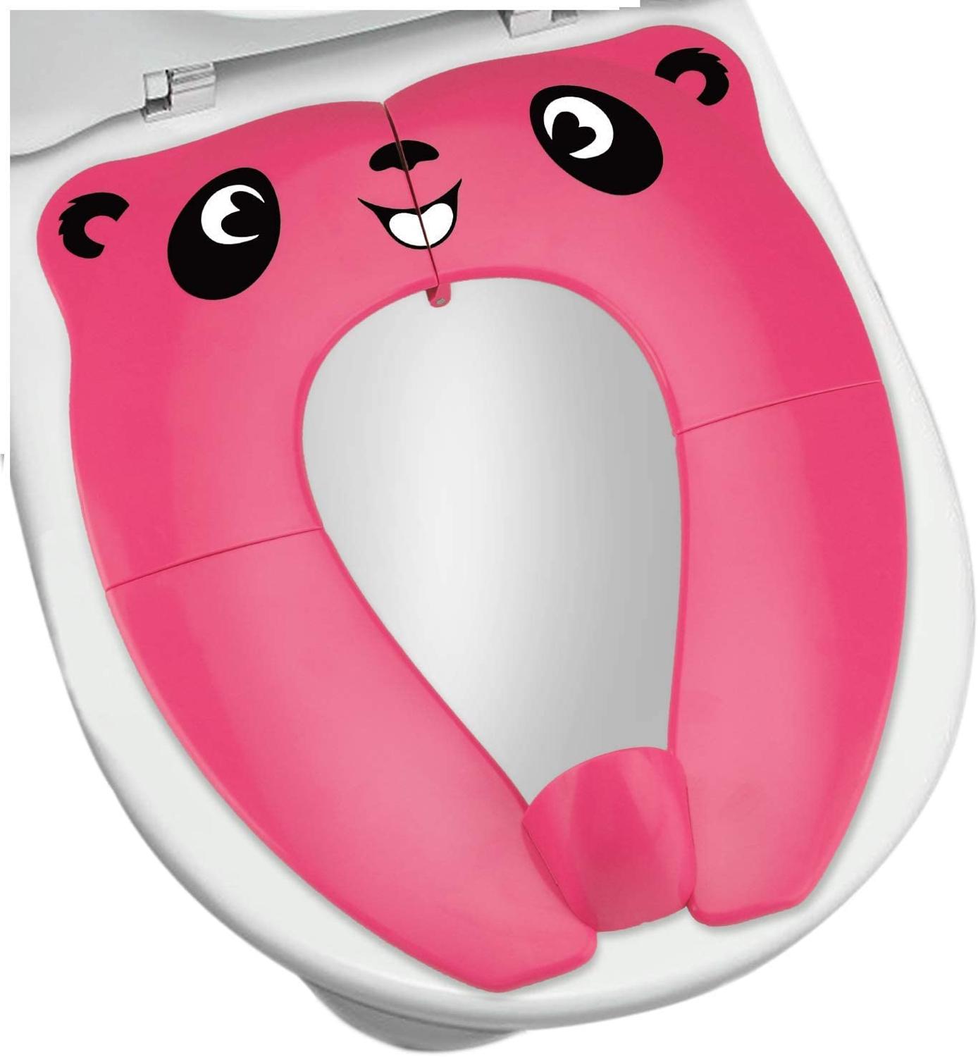 Toilettræningssæde bærbart toiletsæde til småbørn pp-materiale med bæretaske og 10 pakker engangs-toiletsædebetræk (pink)