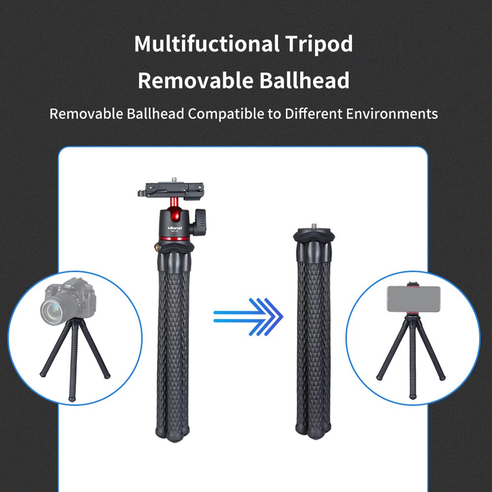 Ulanzi MT-11 flexibel Krake Stativ 1/4 Zoll Schraube 2-in-1 Einstellung Kugelkopf für Smartphone DSLR SLR Kamera