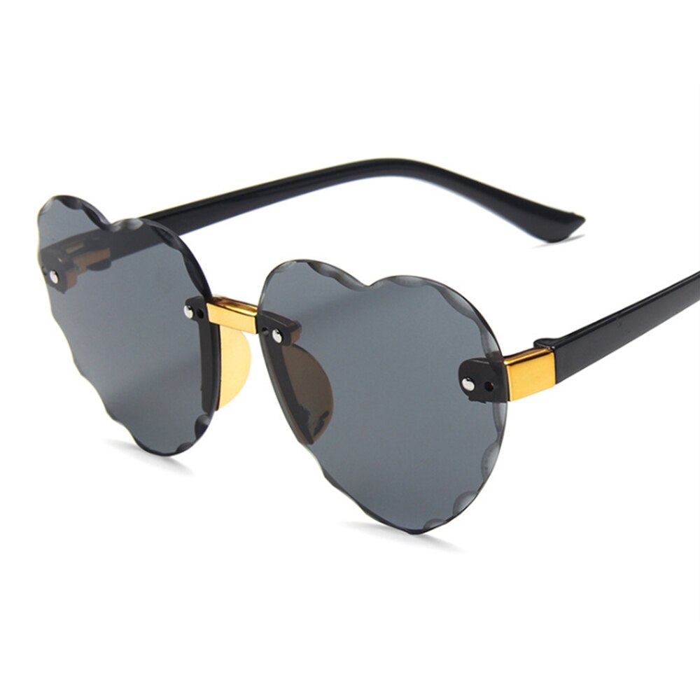 Child Cute Heart Rimless Frame Sunglasses Children Kids Gray Pink Red Lens Boys Girls UV400 Protection Eyewear: 7