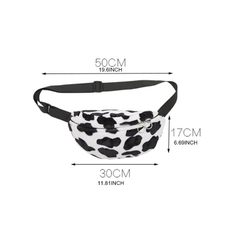 Frauen Kuh Drucken Plüsch Taille fanny Pack Beutel Reise Hüfte miserabel Schulter Taschen Geldbörse 35EF