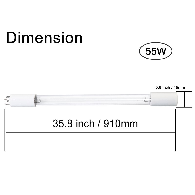 6w to 55w uv-lampe bakteriedræbende belysning akvarium akvarielampe ultraviolette lys til vandrenser sterilisator 4 stifter uv-lys