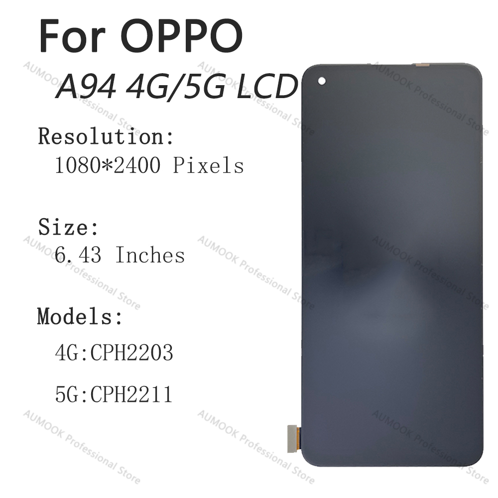 6.43" For OPPO A94 LCD Display CPH2203 Touch Screen Digitizer For OPPO A94 5G LCD Display CPH2211 LCD Replacement Parts