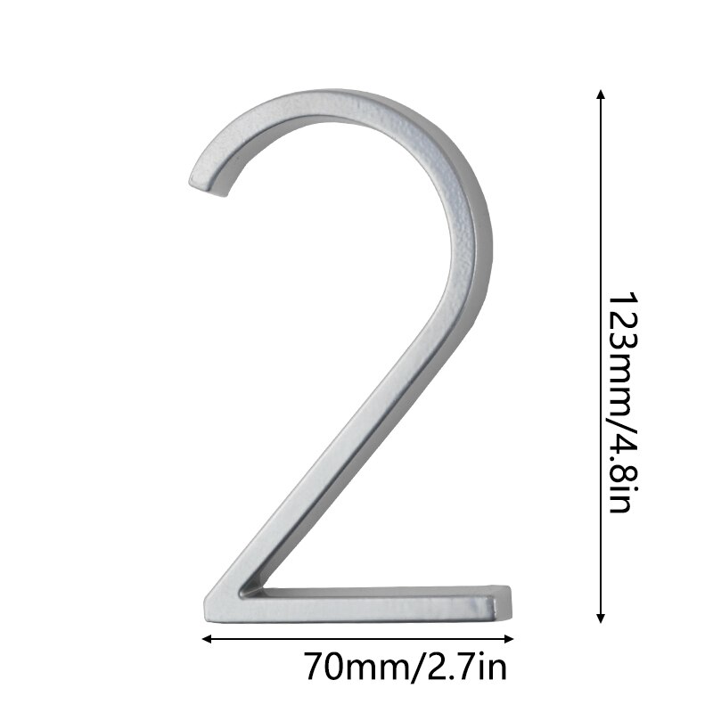 House Number 125mm Floating Address Stone Letters Door Alphabet Numeros Casa Exterior Outdoor 4,87 in.Black Door Number: Number 2