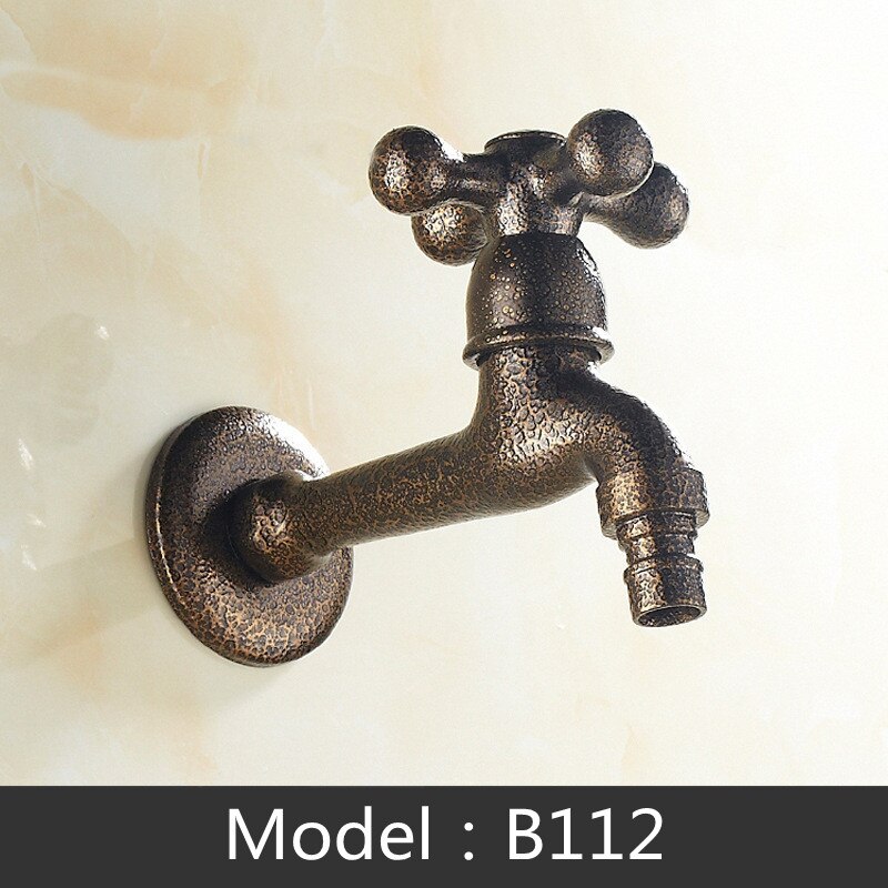 Variety Brass Lengthen Wall Mounted washing machine Bibcock Decorative Outdoor Garden Faucet one-in and two-out single cold Taps: B112
