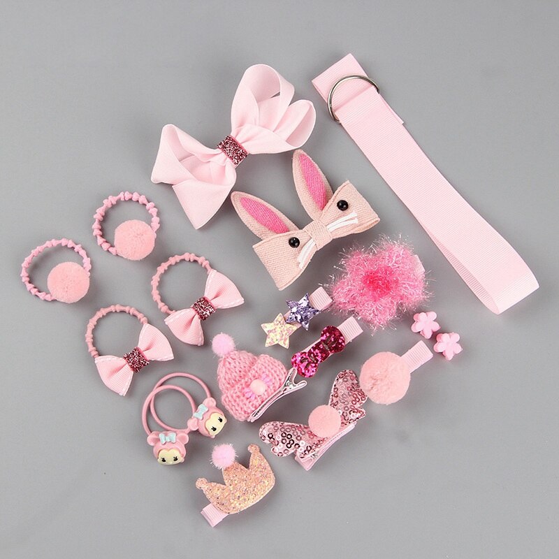 Barn barn bebis flickor blommor pannband set flicka head-wear med box hårband huvud 18 st tillbehör: 3