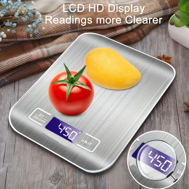 Display LCD da 5/10 kg Bilancia elettronica da cucina digitale Pannello in acciaio inossidabile Ricarica USB Bilancia precisa con piattaforma piccola portatile
