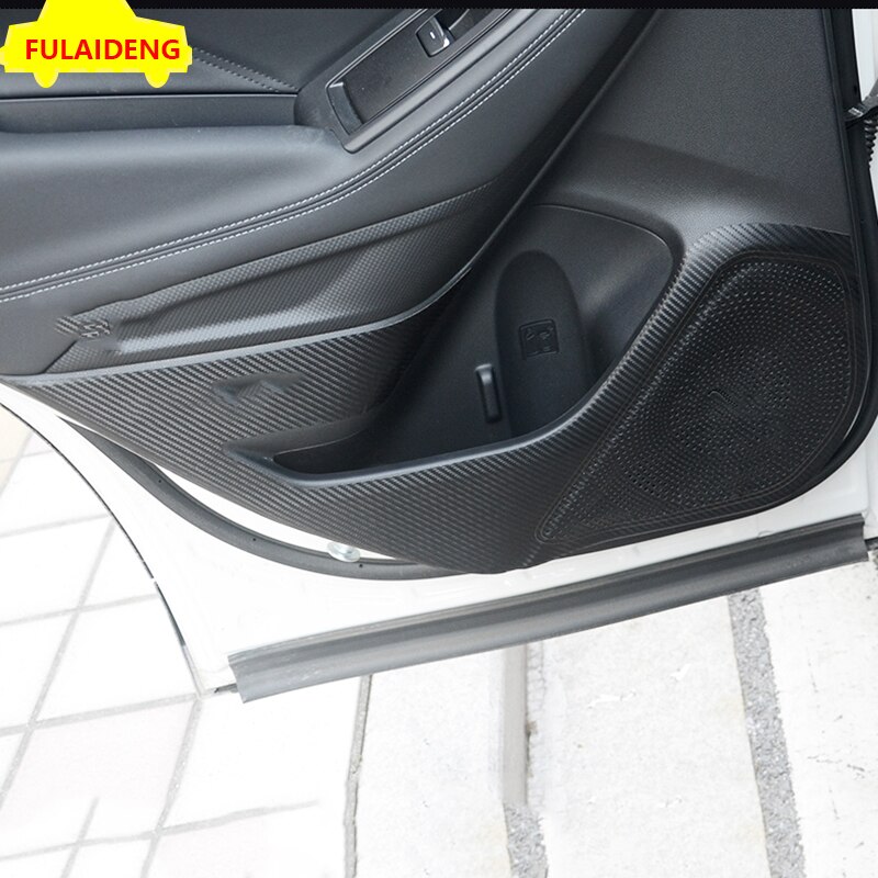 4pcs For Subaru Forester Carbon Fiber leather Door Side Anti-kick Protection Trim Car Styling Accessories