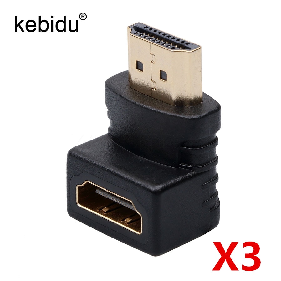 Kebidu 1/3PCS männlichen zu weiblichen Kabel Adapter Konverter 90 Grad winkel für 1080P Smart HDTV HDMI-kompatibel adapter