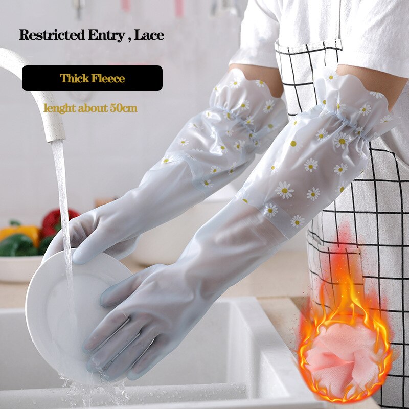 Haushalts Handschuhe Gummi Wasserdicht Geschirr Handschuhe Dicke Warme Arbeit Handschuhe Dauerhaft Öl-nachweisen Schlecht Küche Reinigung Werkzeuge