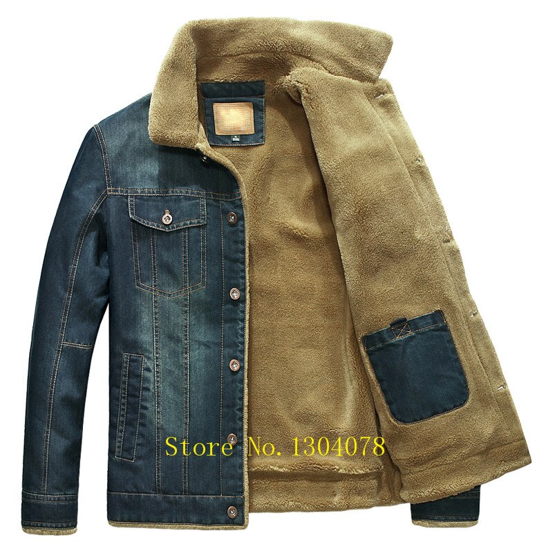 Denim Parka rétro épaissir Denim veste hommes hiver polaire vestes et manteaux hommes plus velours Outwear grande taille 5XL