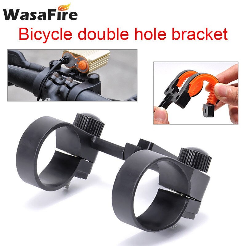 Bicycle Light Holder Double-hole Central Bike Front Light Mount Cycling Headlamp Stand Rack MTB Lamp Bracket Clip