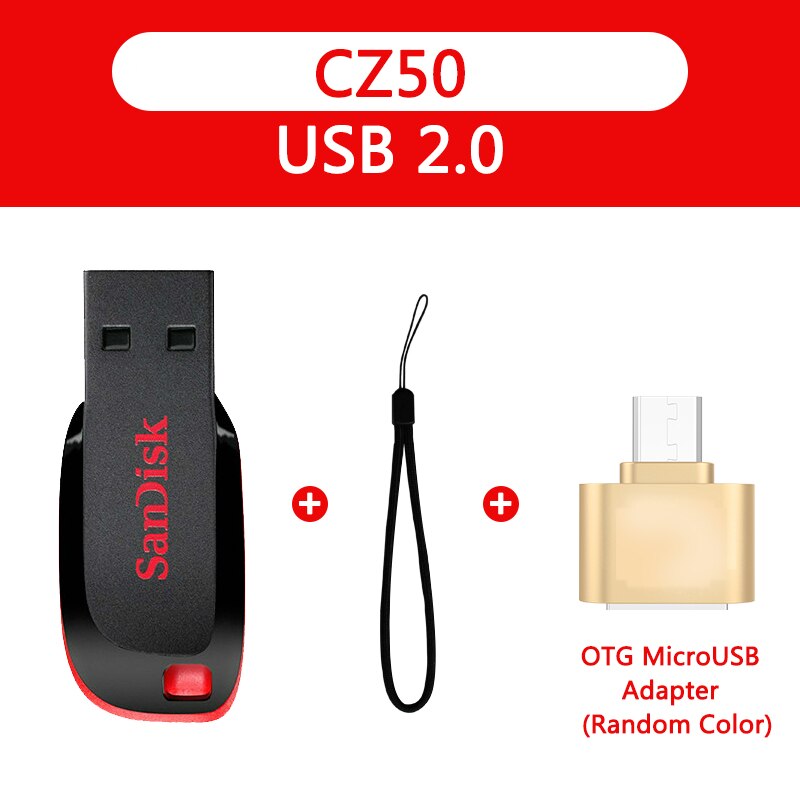 Sandisk 100% Original CZ50 unidad flash usb 32gb unidad flash usb stick mini usb 8gb 16gb usb memoria stick 64GB disco flash de 128GB