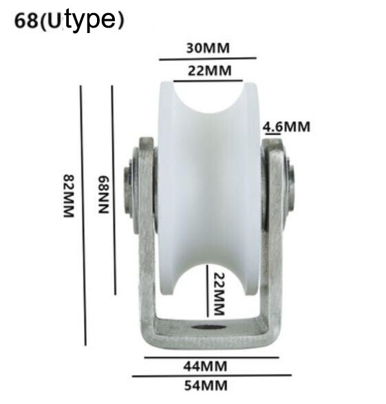 Nylon styrerulle på beslag mount 304 rustfrit stål skydeport hardware: 304 store u -typer