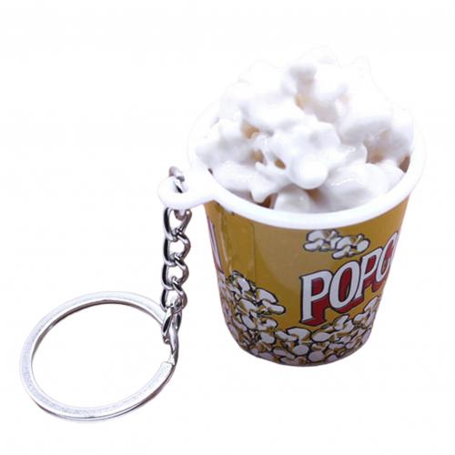 LLavero de cubo de palomitas de maíz de simulación creativa, Mini taza de tentempié colgante de llavero, , juguetes educativos para niños,: Blanco