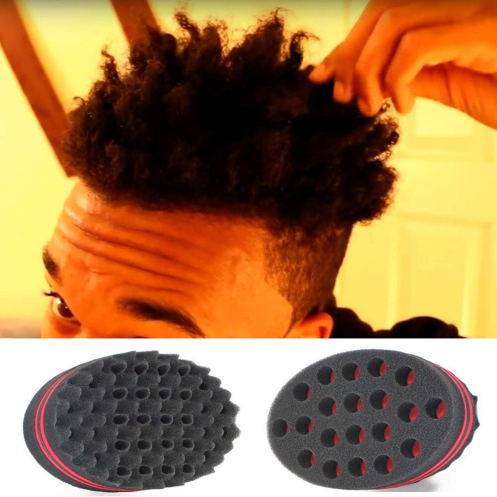 Doppelseitige Schwamm Haar Pinsel Oval Haar Styling Werkzeug Für afro spule welle furcht flechten Magie Drehungen stil sowohl Seiten schwamm Haar