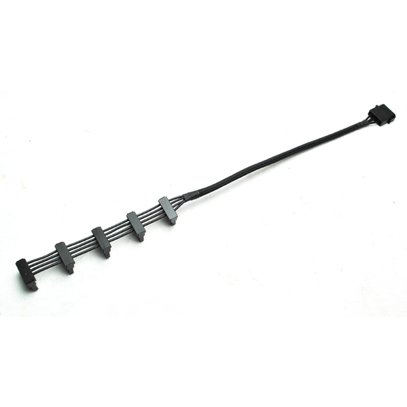 4-Pin Ide 1 Tot 5 Sata Power Cable Adapter Splitter Kabels 18 Awg Black Mouwen 40Cm Voor pc Server
