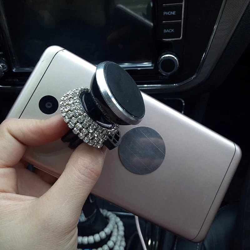 Diamant Kristal Auto Telefoon Houder Magnetische Air Vent Mount Mobiele Telefoon Stand Magneet Ondersteuning Mobiele in Auto GPS Voor iPhone samsung