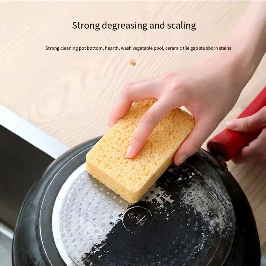 Estropajo de pulpa de madera para cocina, esponja para lavar platos, herramientas de limpieza para baño, limpiador de platos, utensilios de cocina para el hogar, 2 piezas