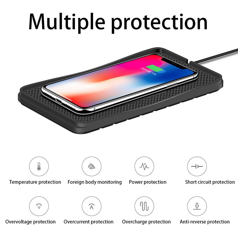 Qi Wireless Charger Pad Non Slip Silicone Mat 10W Wireless Fast Car Charging for Samsung iPhone Huawei Xiaomi Chargers Dock