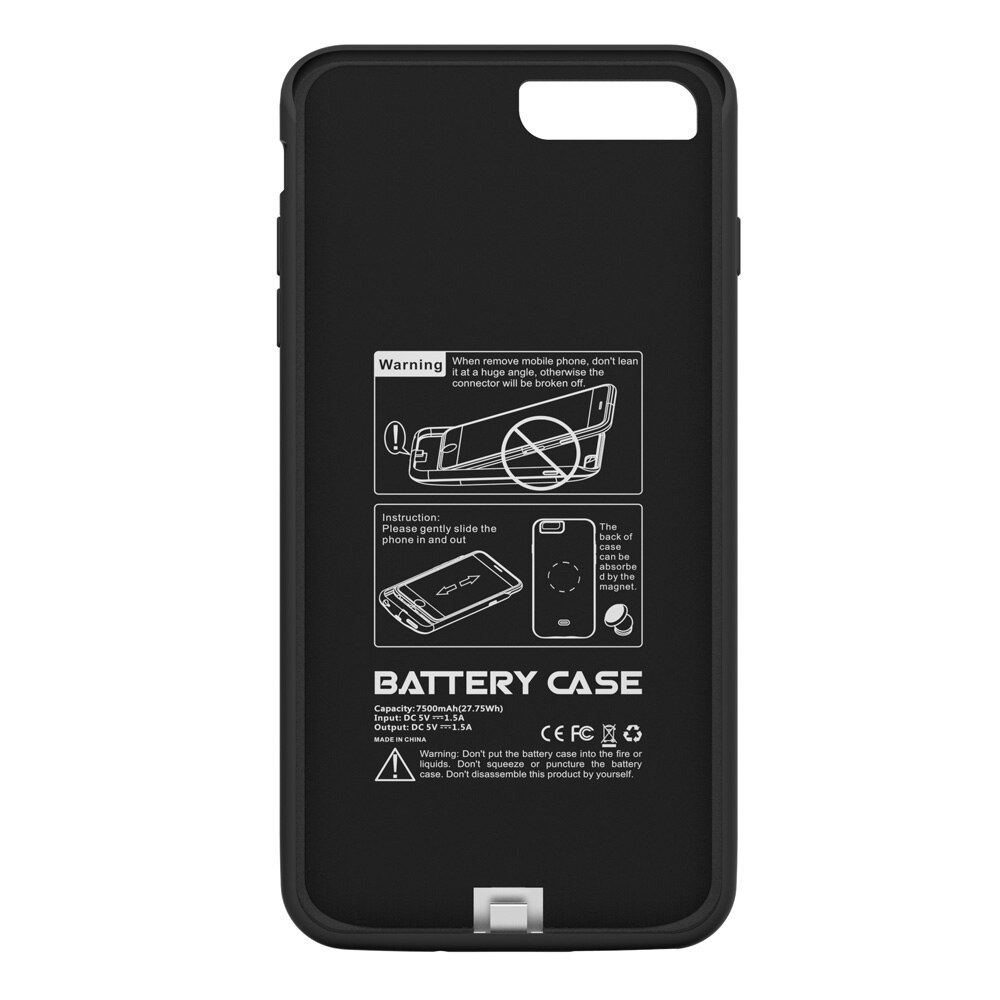 7200Mah Portable Power Bank Backup Pack Magnetische Externe Batterij Oplader Case Beschermhoes Voor Iphone 7Plus 8Plus 5.5Inch