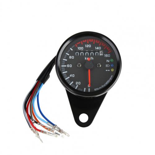 85% Verkoop! Snelheidsmeter Motorfiets 12V Universele Motorfiets Snelheidsmeter Kilometerteller Snelheidsmeter Toerenteller Met Led Indicator: Black