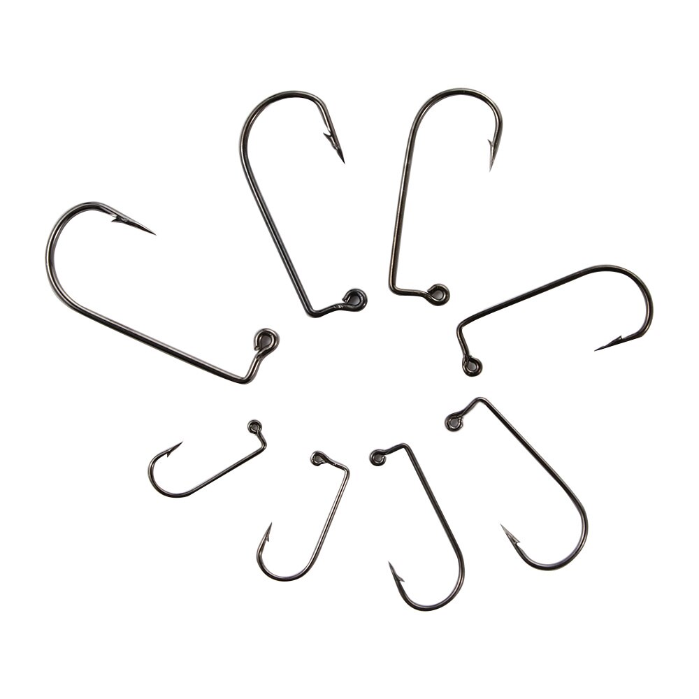 Hameçon de pêche à Angle droit en Nickel noir, hameçon à tige droite en acier à haute teneur en carbone, Jig à 90 degrés, liaison à la mouche, fil solide, 50 pièces/sac