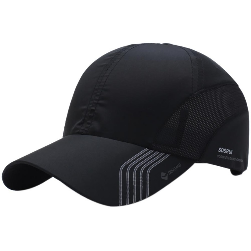 Summer Men's Quick-Drying Mesh Hat Outdoor Hiking Cycling Baesketball Golf Tennis Sports Cap Breathable Cap: Black