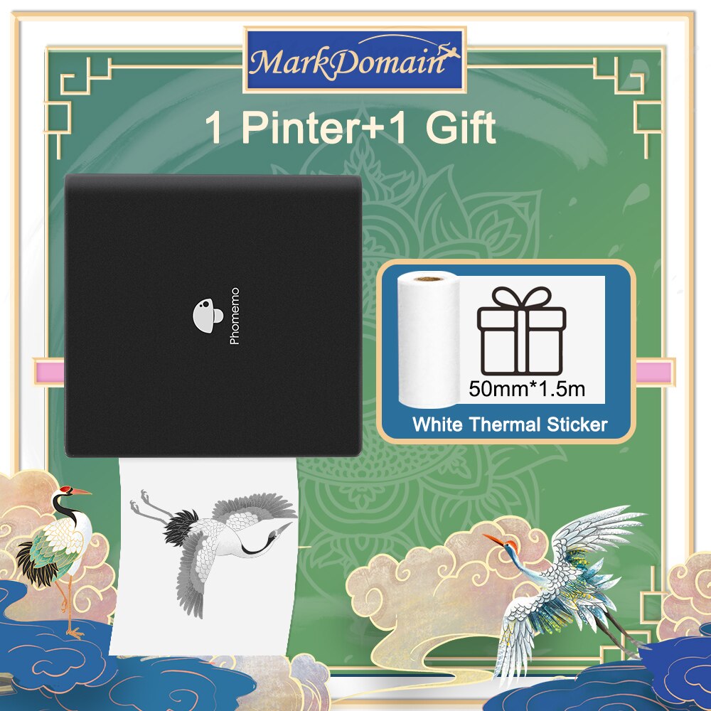 Phomemo M02 Thermische Draagbare Printer Mini Impresora Foto Printer Pocket Adhesive Label Sticker Draadloze Printer Voor Diy Journal: Black Printer