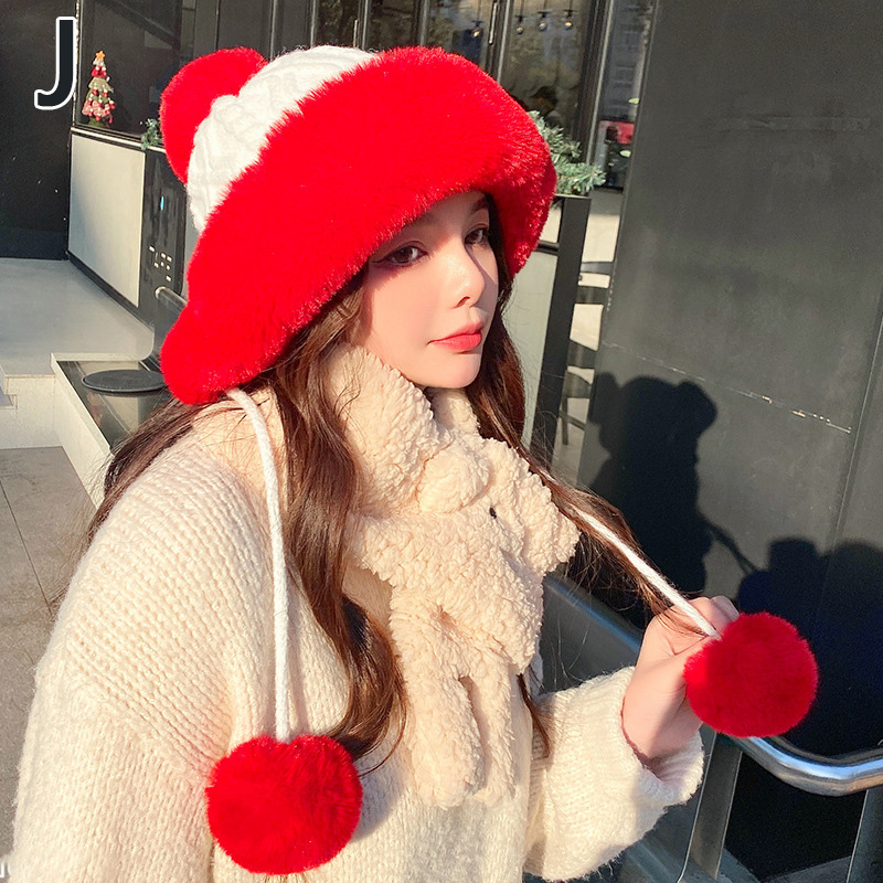 Gorro de nieve grueso con pompones para mujer, gorro cálido de punto, suave, , para esquí, Invierno: J